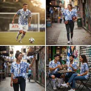 Grosir Set Jersey sepak bola Polo Retro cetak sublimasi Material poliester untuk Kaus tim sepak bola asli - Product Image 4