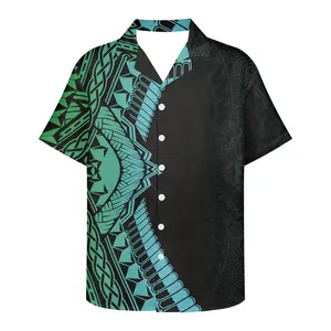 Camisa de manga corta para hombre Tribal polinesio, camisa hawaiana de poliéster holgada informal de verano para ropa samoana, envío directo caliente