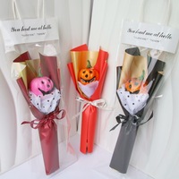 Meilleure vente transfrontalière : Décoration de bouquet de citrouilles souriantes réalistes à tige unique, thème Halloween, Noël, Pâques, style poupée bulle