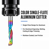 Fraise à queue en carbure monocoupe, revêtement DLC arc-en-ciel, 35° de hélice, OEM pour usinage CNC de l'aluminium, 55HRC, fraisage en montée, D3.175-12mm