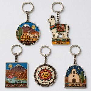 Llavero Étnico Personalizado al por Mayor de San Pedro de Atacama, Cadenas con Patrón Tribal, Diseño de Cultura Sudamericana, Souvenir, Porta Llaves - Product Image 1