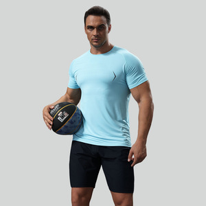 Quick-Drying Slim Fit Knitted Sports T-Shirt Men's Summer Casual Breathable <b>Tops</b> Outdoor Running Training Short Sleeves Anti-UV - Product Image 2