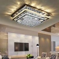 Villa de luxe moderne plafonnier LED cristal encastré lumière télécommande hall d'hôtel montage en surface décoratif Rectangle