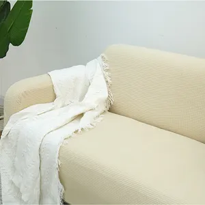 Kain bulu rajutan tebal elastis, penutup sofa bagian universal melar, ganda dua tempat duduk