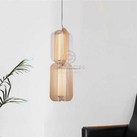 Lampu Gantung LED Mewah Modern Nordik, Kaca Persegi, Panjang, dengan Ketinggian yang Dapat Disesuaikan untuk Ruang Tamu