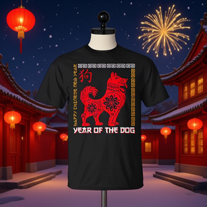 Chinese New Year Year Of The Dog T-Shirt <b>Red</b> Dog Design Zodiac Animal Shirt - Product Image 3