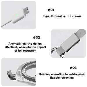 Kinghon-Correa de nailon automática para mascotas, 3m, <span class=keywords><strong>10</strong></span> pies, manos libres, recargable por USB, retráctil, para perro, con luz LED - Product Image 3