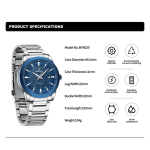 <b>For</b> 8029 Alloy Case Stainless Steel <b>Band</b> Quartz <b>Wrist</b> Watch <b>for</b> <b>Men</b> OEM Custom Logo Water Resistant Auto Date - Product Image 6