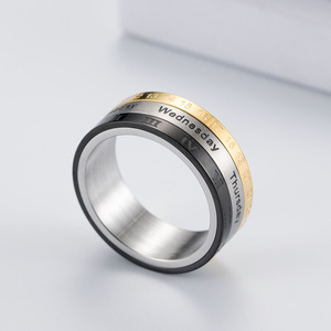 Anillo giratorio de acero inoxidable para hombre con números romanos e índice de fecha, regalo de joyería para el dedo índice - Product Image 2
