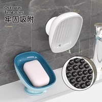 Support mural auto-drainant adhésif pour comptoir de salle de bain, porte-savon créatif simple à ventouse