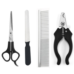 Pet grooming comb and nail clipper set, stainless steel comb with pins, nail <b>file</b>, and hair trimmer. - Product Image 4