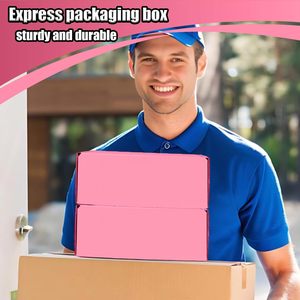 LOW MOQ Corrugated Recyclable Logo Pink <b>Gift</b> Packaging Shoes Clothes <b>Box</b> Paper Postal Mailer Shipping Boxes for <b>Small</b> Business - Product Image 3