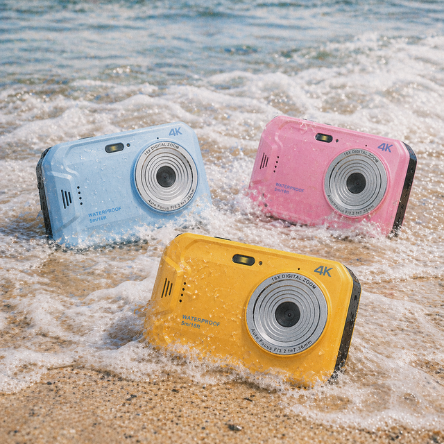 Summer Travel Compact Waterproof 4K Video 56MP Photo DIS Anti-shake Digital Camera for Underwater Snorkeling Beach Party