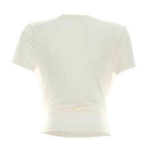 Viviblook Y26TP200 Women Summer T-Shirt New Short Sleeved V-Neck <b>Cross</b> Pleated Casual <b>Top</b> - Product Image 2