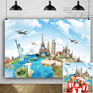 Carte de la terre dans le monde entier Continent célèbre repère paysage <span class=keywords><strong>photographie</strong></span> arrière-plan autour de bébé bébé adulte Portrait photomaton - Product Image 2