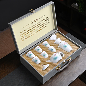 Juego de té de porcelana blanca Dehua, tetera Kung Fu con tapa, juego completo para preparar té en casa y para regalo. - Product Image 2
