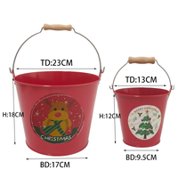 Seau cadeau de toilette de bain d'anniversaire de chien Mini personnalisé chien traiter rouge seau de nourriture pour animaux de compagnie en métal avec manche en bois