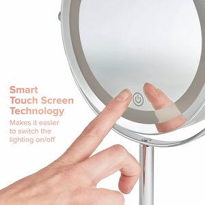 Wholesale Dual-Sided 3-Color Modes 1X/10X Magnification Make up <b>Mirror</b> with LED Light Personalized Desktop Cosmetic <b>Mirror</b> - Product Image 4