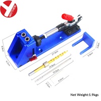 Kit de gabarit de perçage de poche portable bleu pour le travail du bois, guide de perçage en aluminium de qualité industrielle pour le bricolage