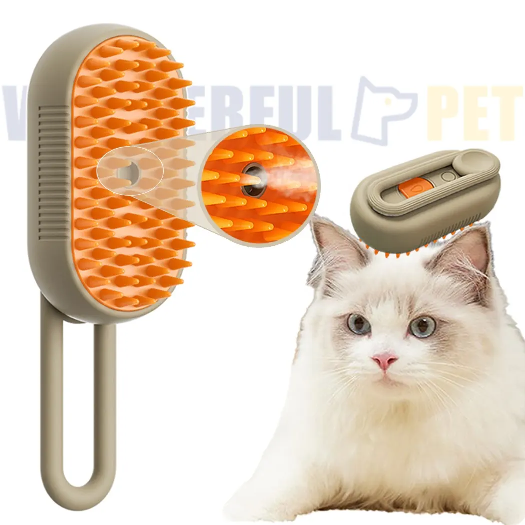 Cepillo vaporoso para perros y gatos, 3 en 1, portátil, para depilación de mascotas, cepillo de masaje de limpieza, cepillo de vapor para perros y gatos, productos de aseo para mascotas