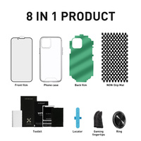 Achat unique HEYBINGO – Ensemble 8-en-1 : Coques de téléphone en verre trempé, protecteur d'écran et protecteur d'objectif d'appareil photo 3D pour iPhone