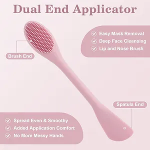 1PC Brosse nettoyante pour le visage en silicone à double tête, applicateur de masque facial, pinceau de maquillage pour femmes, soin de la peau - Product Image 6