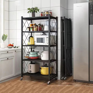 Étagère de cuisine pliante sans installation Étagère de rangement sur pied Étagère de rangement en métal Chambre Étagère de support de fleurs pour l'extérieur - Product Image 2