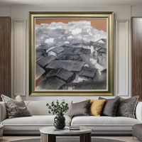 Fait à la main Original ville rurale chinoise toits en tuiles Style grès peinture décor à la maison ornement avec paysage oeuvre toile