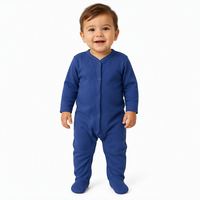 Neugeborenen-Strampler mit Füßen aus Weicher Gestrickter Baumwolle, Atmungsaktiv, Umweltfreundlich, Unisex mit Druckknöpfen, Herbst-Babykleidung