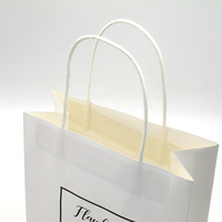 Sac fourre-tout artisanal blanc uni avec logo personnalisé sacs d'emballage alimentaire recyclables en papier kraft de qualité supérieure avec poignées pour boulangerie