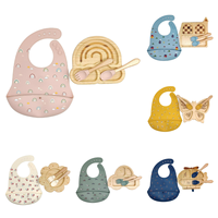 Ensemble de vaisselle pour enfants en bambou de qualité alimentaire, bol à ventouse en silicone, assiette d'alimentation, logo personnalisé, kit de repas pour bébé