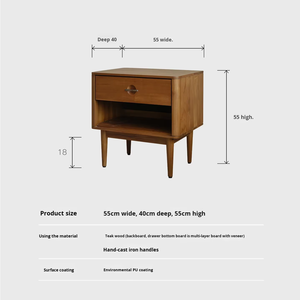 Mesa de Noche de Madera de Teca Sólida (Sin Accesorios) Fabricada en Chongqing, Serie Integrada para Dormitorio - Product Image 5