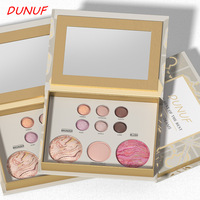 DUNUF Palette de maquillage multi-usages 9 couleurs, imperméable, pour le contouring, les yeux, le blush, la poudre illuminatrice