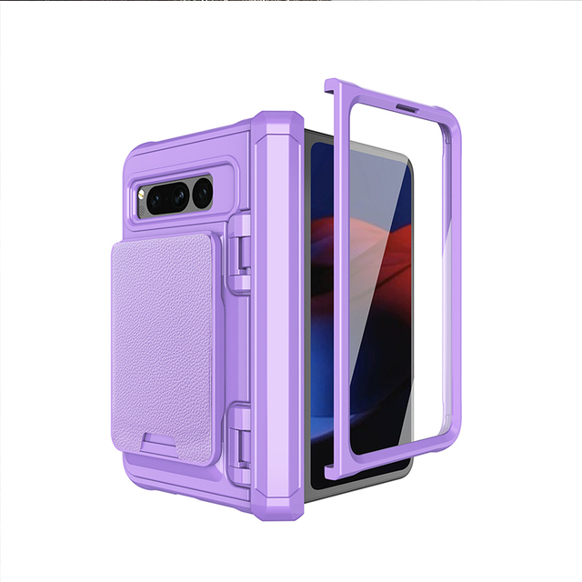 Shockproof Heavy Duty Protective Sturdy Phone Case Wallet Case Built-in Screen Protector & Kickstand for Google Pixel Fold 2023