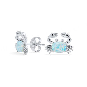 Boucles d'oreilles pendantes en forme de crabe avec opale taille coussin, design mignon, bijoux uniques et délicats, en argent sterling S925 plaqué or, élégantes et vives, vente en gros - Product Image 2