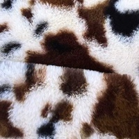 Tissu en fausse fourrure de lapin à imprimé vache, motif taches de vache, imprimé animal, 100% polyester peluche pour manteau, oreiller, couverture, lit pour animaux de compagnie