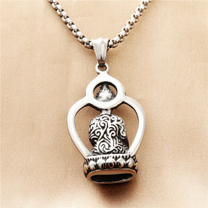 Collar con Colgante de Buda, Acero Inoxidable, Forma de Corazón, Joyería Retro para Hombre 19036 - Product Image 2