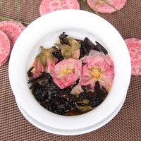 Gâteau de thé Pu'er fermenté parfumé à la double rose - Emballage en sachet de thé santé sans conservateurs, qualité supérieure