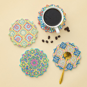 Creative <b>Ceramic</b> <b>Coasters</b> Round Irregular Shape Flowers Pattern Heat Insulating Non Slip For Coffee Tea Home Use - Product Image 1