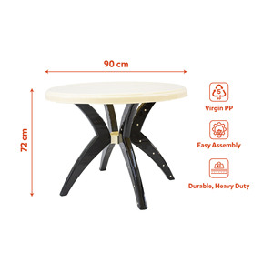 Virgin PP Plastic Dining <b>Table</b> 90 Cm Durable Heavy Duty Waterproof <b>Foldable</b> Easy Assembly Contemporary Design Garden Quick-Dry - Product Image 2