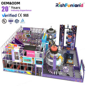 Équipement de jeu interactif commercial pour enfants coloré sur le thème des parcs d'attractions, personnalisé en gros, aire de jeux intérieure pour enfants avec toboggan - Product Image 1