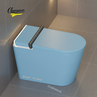 WC intelligent CleerWave avec siège chauffant, cuvette à fixation au sol, drainage en S, désodorisation automatique, lumière nocturne UV, télécommande