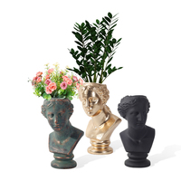 Portrait créatif Sculpture David noir mat Pot de fleurs extérieur intérieur tête Pots de fleurs argile visage planteur Pot de fleur