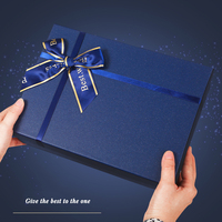 Großhandel Elegante Blaue Geschenkbox Luxuriöse Weihnachts-Schokoladen-Parfüm-Geschenkverpackung Deckel-und-Boden-Box Mit Schleifenband