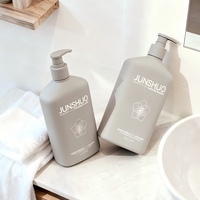 Bouteille en plastique HDPE de 500 ml, finition mate douce au toucher, conteneur cosmétique givré plat pour shampoing, soin du corps, sérum, masque facial