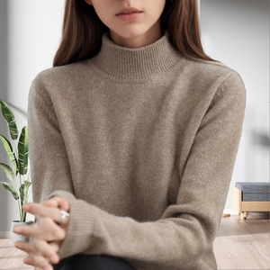 Prix de gros Pulls chauds à col roulé pour femmes, couleur unie, coupe ample, manches longues, mode - Product Image 6