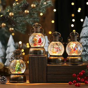 Adorno navideño de resina brillante con temática de nieve, musical, alimentado por USB; decoración navideña; cepillo de mano rellenable con agua; dorado - Product Image 3