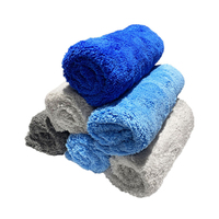 Serviette de lavage et de polissage de voiture en microfibre corail double face, 500 GSM, à poils longs, sans ourlet, ultra-absorbante et épaisse