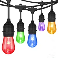 Светодиодная уличная Коммерческая гирлянда Эдисона, 48 футов, 15 слабых розеток, 2 Вт, светодиодные лампы S14 в комплекте, водонепроницаемые винтажные светильники