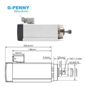 G-Penny ชุดมอเตอร์แกนหมุนระบายความร้อนด้วยอากาศหน้าแปลน ER11 1.5KW สี่เหลี่ยมพร้อม YL42 1.5KW อินเวอร์เตอร์ VFD แบริ่ง220V/380V 24000rpm - Product Image 4